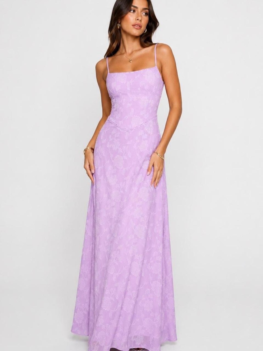 Princess Polly Lilac Lace Maxi Dress with Spaghetti Straps